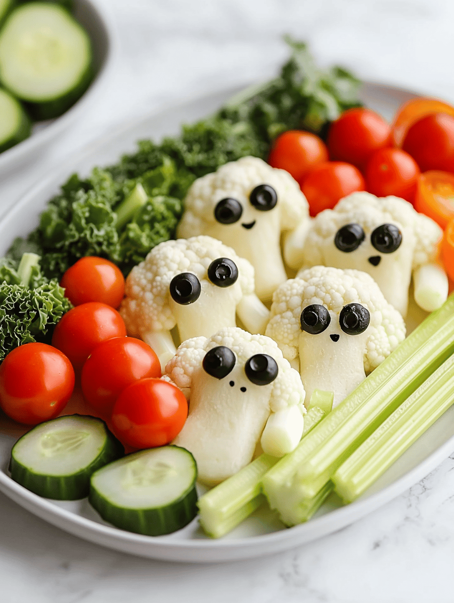 Spook-tacular Ghost Veggie Platter for Halloween
